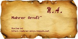 Mahrer Arnó névjegykártya